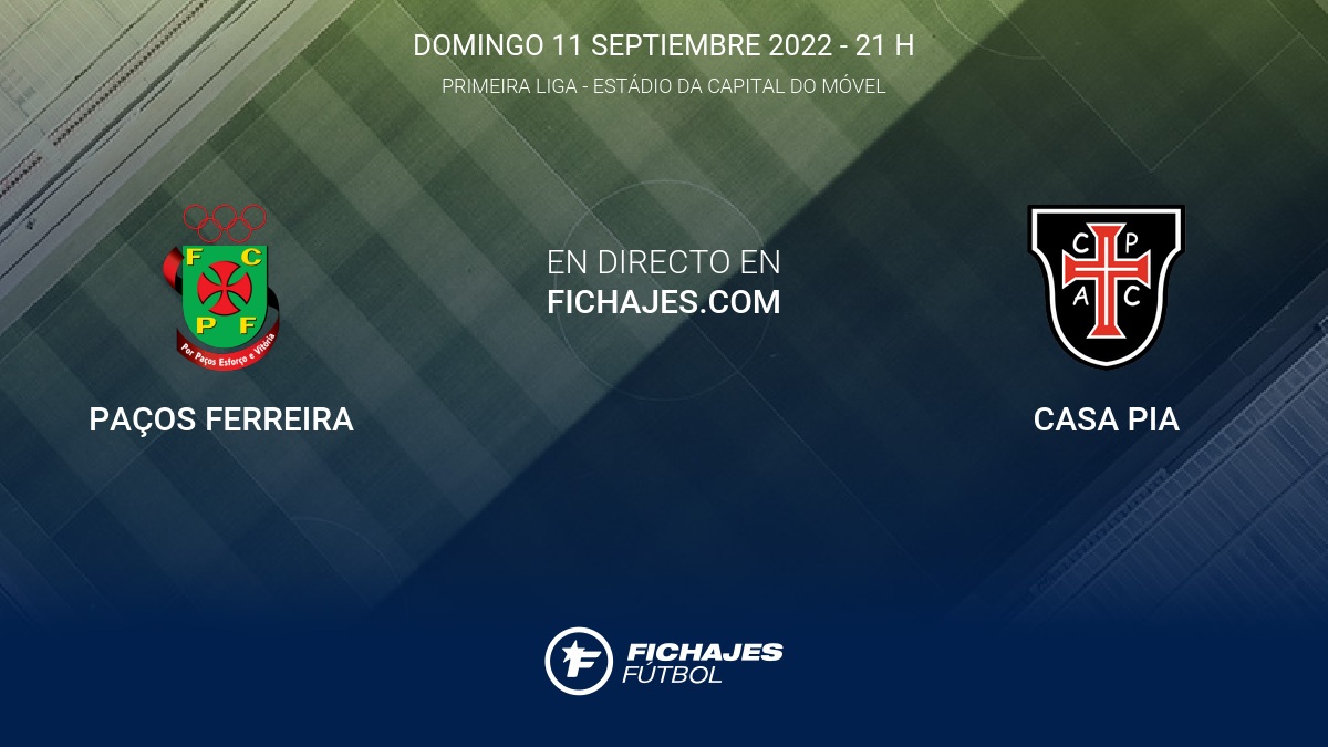 Resultados Paços Ferreira - Casa Pia (2-3) 6ª jornada de Primeira Liga