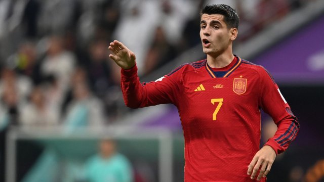 Álvaro Morata, en acción con la Selección Española
