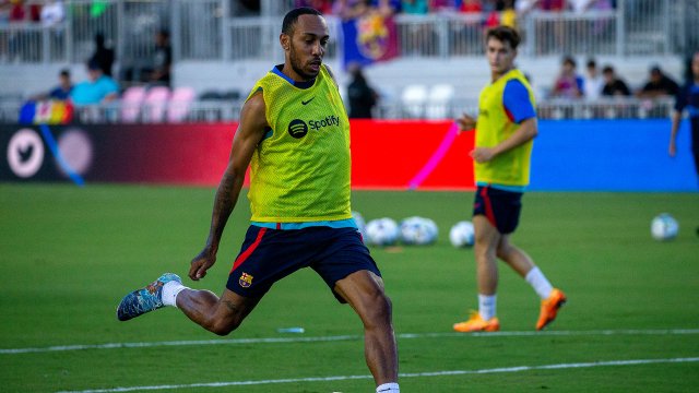 Pierre-Emerick Aubameyang, in training with FC Barcelona