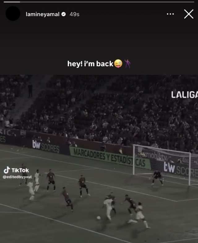 Publicación de Lamine Yamal en Instagram