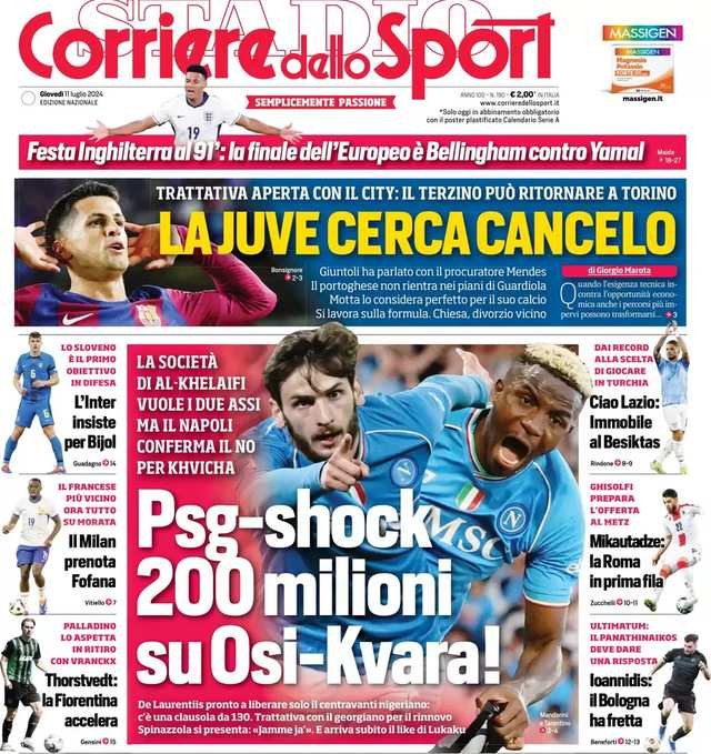 La portada de Corriere dello Sport