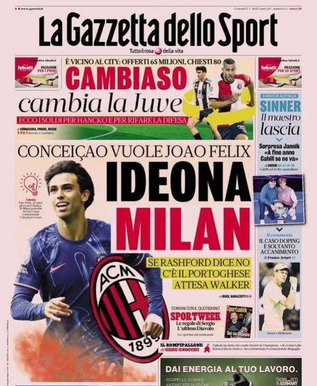 La portada de Gazzetta dello Sport