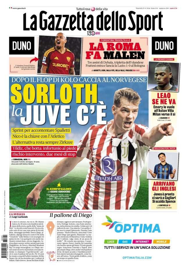 La portada de Gazzetta dello Sport