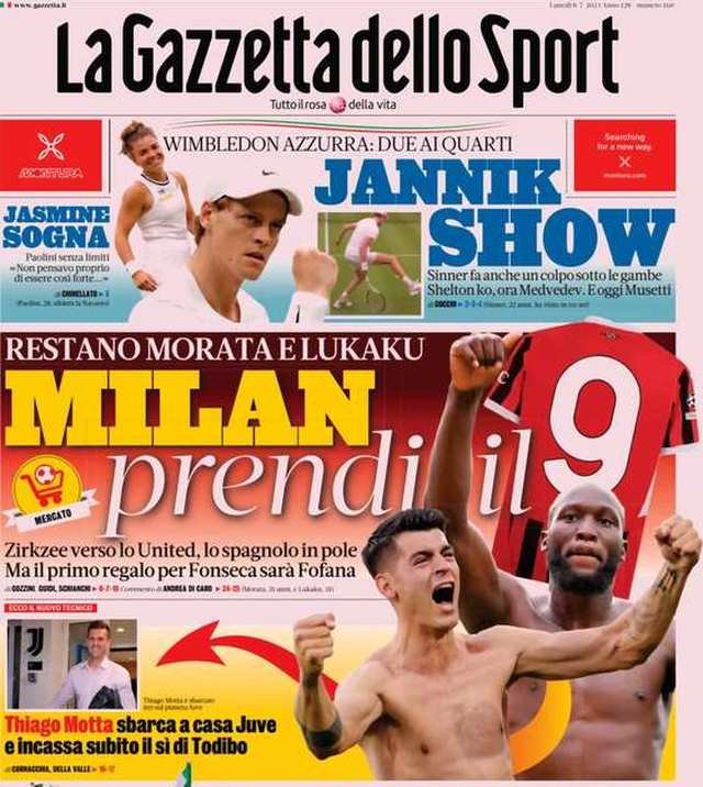 La portada de Gazzetta dello Sport