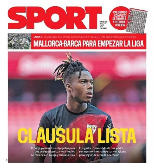 La portada de Sport