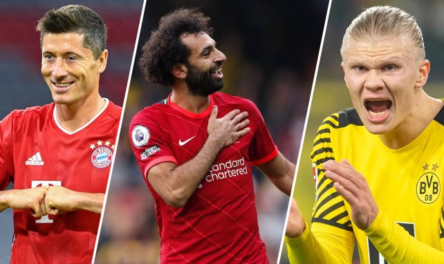 Robert Lewandowski, Mohamed Salah y Erling Haaland
