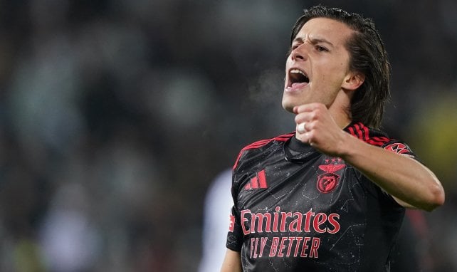 Álvaro Carreras celebra un gol con Benfica