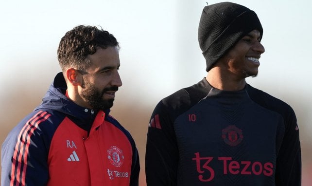 Rúben Amorim con Marcus Rashford