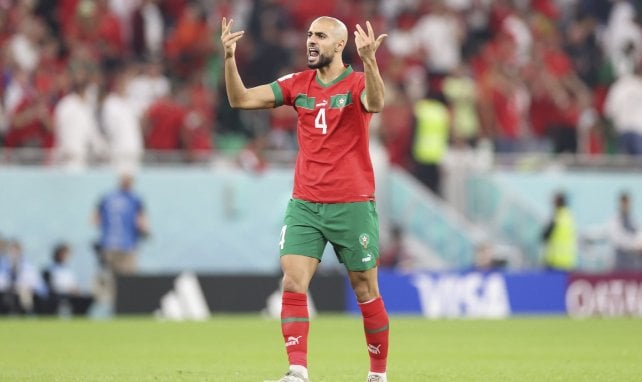 Sofyan Amrabat, en acción con Marruecos