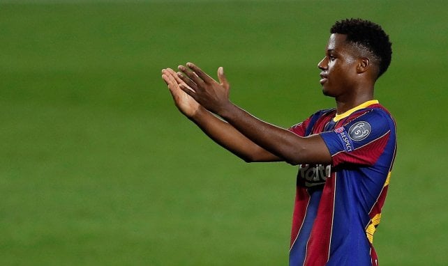 Ansu Fati festeja un tanto con el FC Barcelona