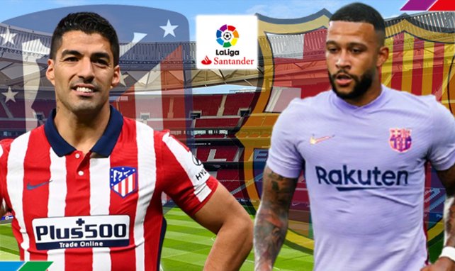 Luis Suárez y Memphis Depay, con las camisetas de Atlético de Madrid y FC Barcelona