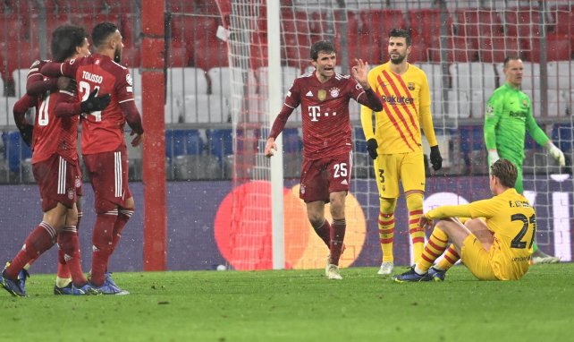 Thomas Müller celebra su gol ante el FC Barcelona
