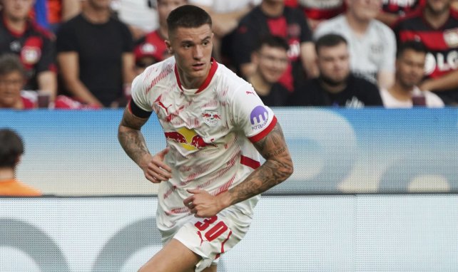 Benjamin Šeško en un partido del RB Leipzig