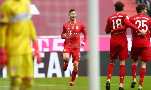 Robert Lewandowski festeja una de sus dianas con el Bayern Múnich
