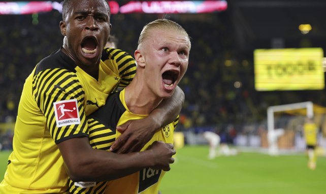 Erling Haaland festeja un tanto con el Borussia Dortmund