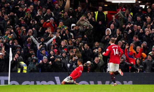 Casemiro celebrando su gol con el Manchester United