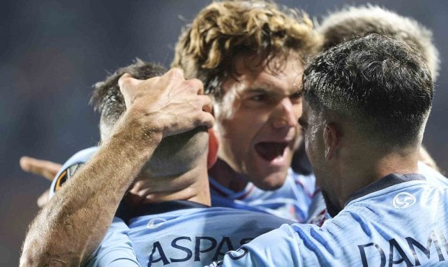Los jugadores del Celta de Vigo celebran un gol