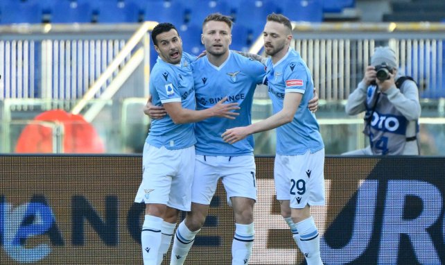 Ciro Immobile festeja un gol con la Lazio