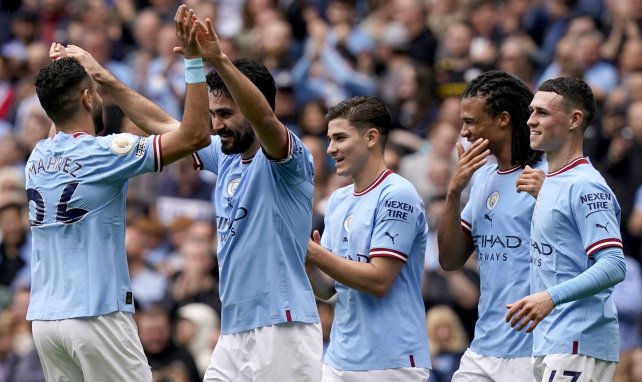 La alegría de los jugadores del Manchester City