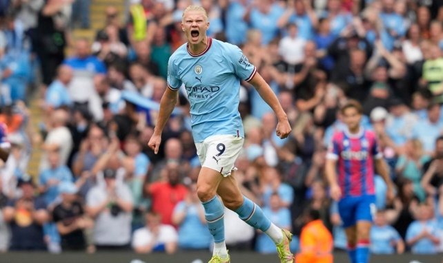 Erling Haaland celebra uno de sus goles con el Manchester City