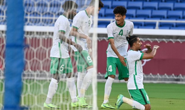 Jugadores de Arabia Saudí celebrando un gol