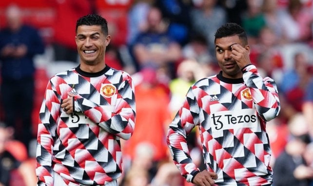 Casemiro y Cristiano Ronaldo con el MU