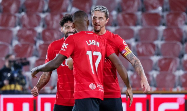 Cyle Larin celebrando su gol con el Mallorca