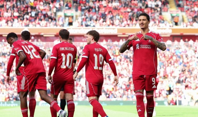 El Liverpool celebra un gol.