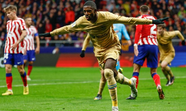 Ousmane Dembélé celebra su gol al Atlético de Madrid