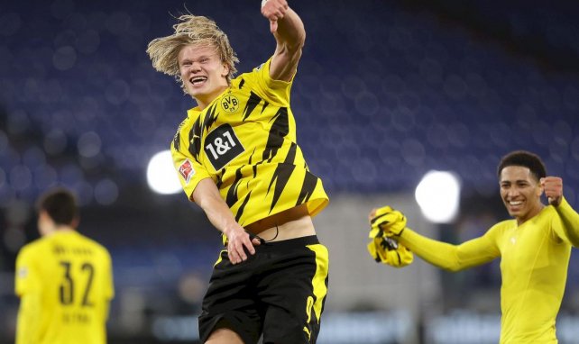 Erling Haaland festeja una victoria con el Borussia Dortmund