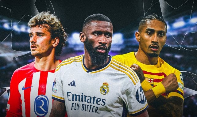 Antoine Griezmann, Antonio Rüdiger y Raphinha