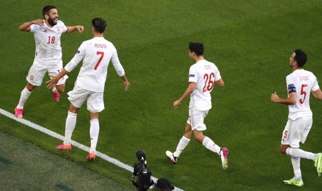 Jordi Alba celebra el gol de España ante Suiza