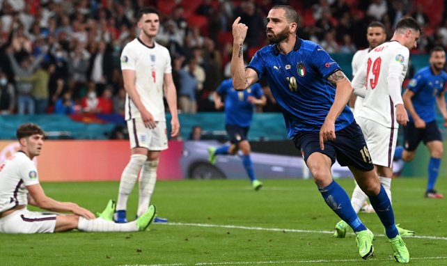 Leonardo Bonucci festeja su diana con Italia en la final de la Eurocopa