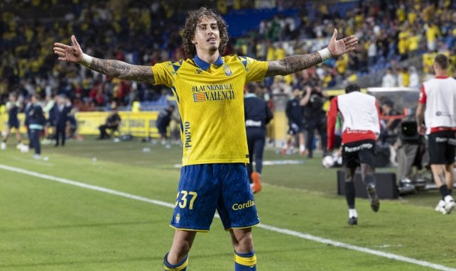 Fábio Silva celebra con UD Las Palmas