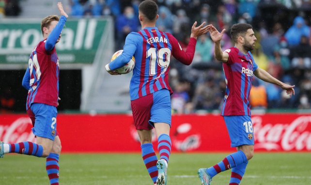 Ferran Torres celebra un gol con el FC Barcelona