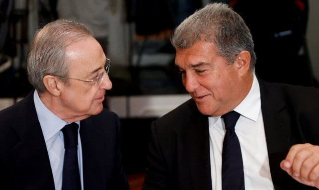 Florentino Pérez y Joan Laporta en un acto