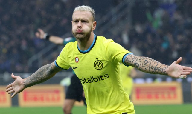 Federico Dimarco celebra un gol con el Inter de Milán