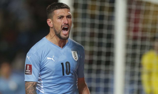 Giorgian De Arrascaeta celebra un gol con Uruguay