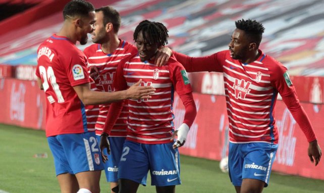 Los jugadores del Granada celebran un gol