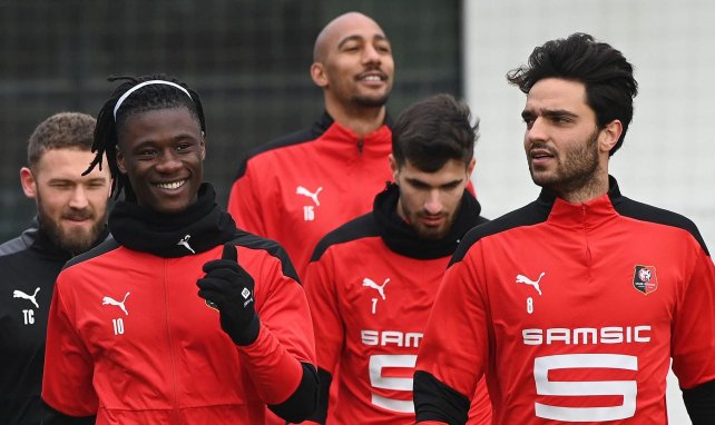 Eduardo Camaving, durante un entrenamiento con el Rennes