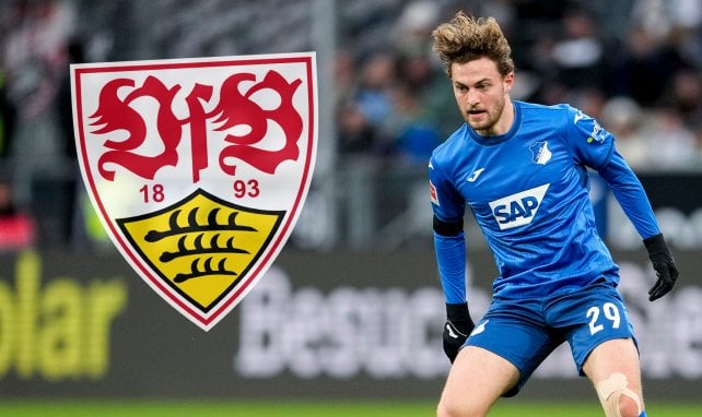 Jacob Larsen con el escudo del Stuttgart