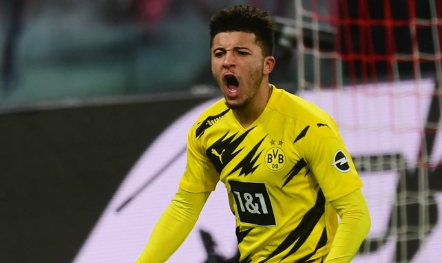 Jadon Sancho celebra un tanto con el Borussia Dortmund
