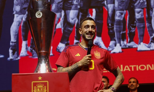 Joselu, de celebración con la selección española