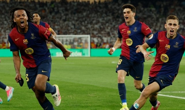 Jules Koundé celebra el gol en la final de Copa del Rey.