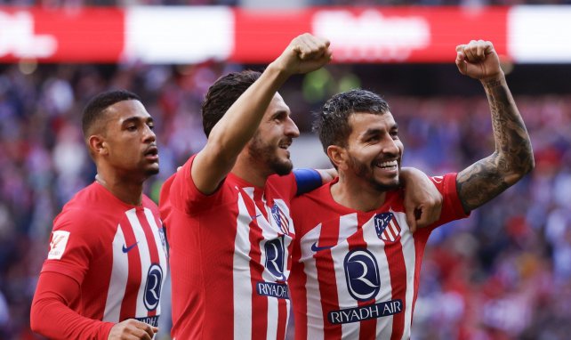 Los jugadores del Atlético de Madrid celebran un gol.