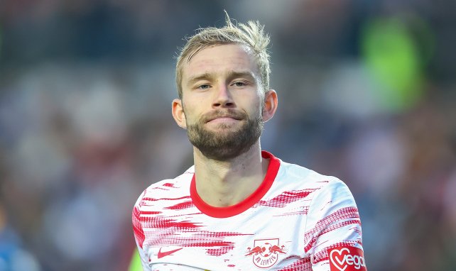 Konrad Laimer, durante un compromiso con el RB Leipzig