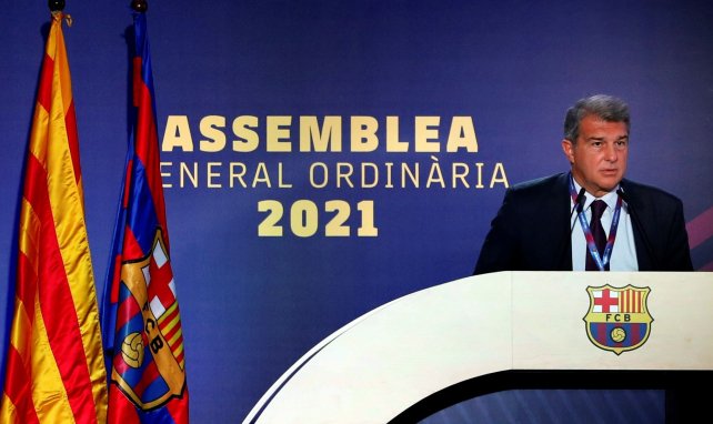 Joan Laporta, durante la Asamblea de diciembre del FC Barcelona