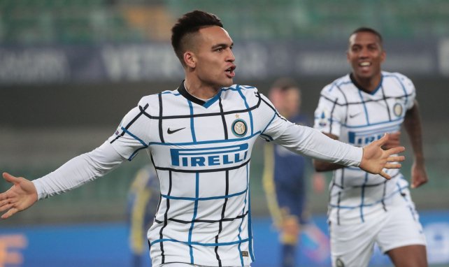 Lautaro Martínez celebra un gol con el Inter
