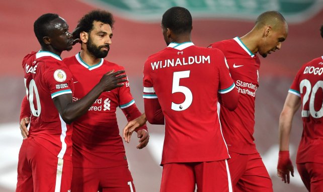 Los jugadores del Liverpool celebran el gol de Sadio Mané