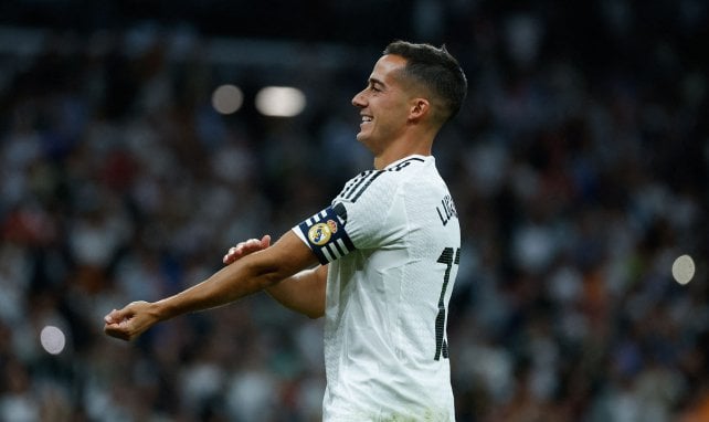 Lucas Vázquez celebra un gol con el Real Madrid